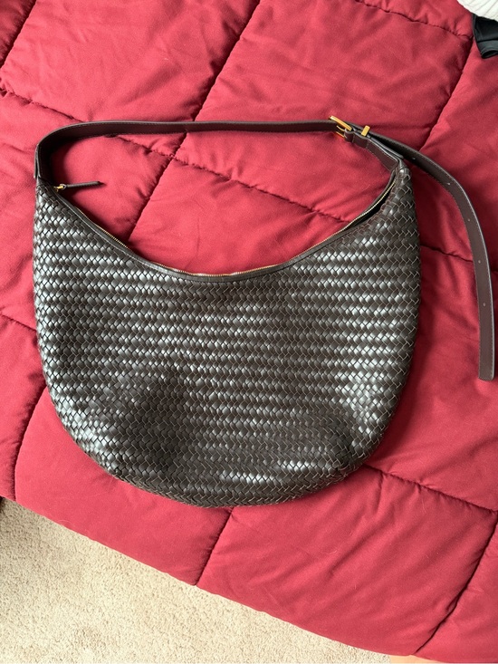 Madewell Handbags - Madewell Essential Curve Woven Leather Hobo Shoulder Bag - Brown